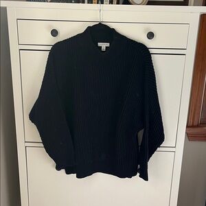Topshop Black and Navy Ribbed Turtleneck Sweater